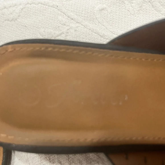 Black wedge, cross-over open toe, beaded, size 7 - Picture 3 of 4